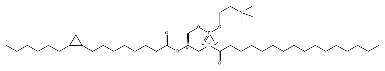 3,5,9-Trioxa-4-phosphapentacosan-1-aminium, 7-[[8-(2-hexylcyclopropyl)-1-oxooctyl]oxy]-4-hydroxy-N,N,N-trimethyl-10-oxo-, inner salt, 4-oxide, (7R)- Structure