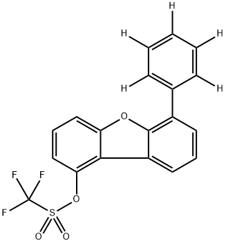 Methanesulfonic acid, 1,1,1-trifluoro-, 6-(phenyl-2,3,4,5,6-d5)-1-dibenzofuranyl ester Structure