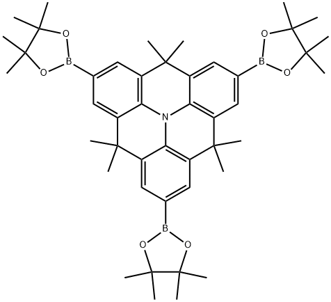 4,4,8,8,12,12-hexamethyl-2,6,10-tris(4,4,5,5-tetramethyl-1,3,2-dioxaborolan-2-yl)-8,12-dihydro-4H-benzo[9,1]quinolizino[3,4,5,6,7-defg]acridine Structure