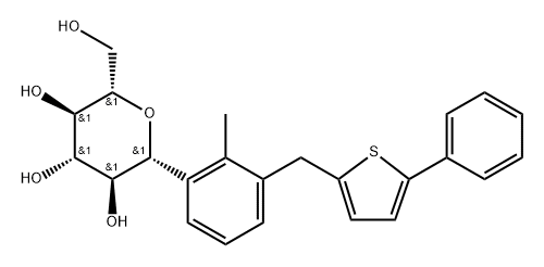 (2S,3R,4S,5S,6R)-2-(hydroxymethyl)-6-(2-methyl-3-((5-phenylthiophen-2-yl)methyl)phenyl)tetrahydro-2H-pyran-3,4,5-triol Structure