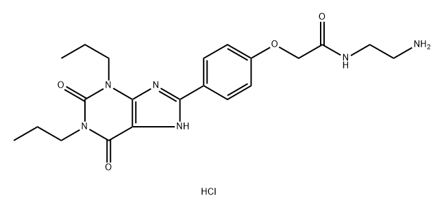 Acetamide, N-(2-aminoethyl)-2-[4-(2,3,6,9-tetrahydro-2,6-dioxo-1,3-dipropyl-1H-purin-8-yl)phenoxy]-, hydrochloride (1:3) Structure