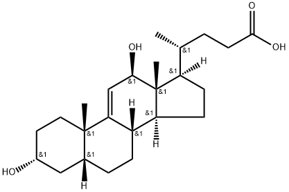 Chol-9(11)-en-24-oic acid, 3,12-dihydroxy-, (3α,5β,12β)- (9CI) 구조식 이미지