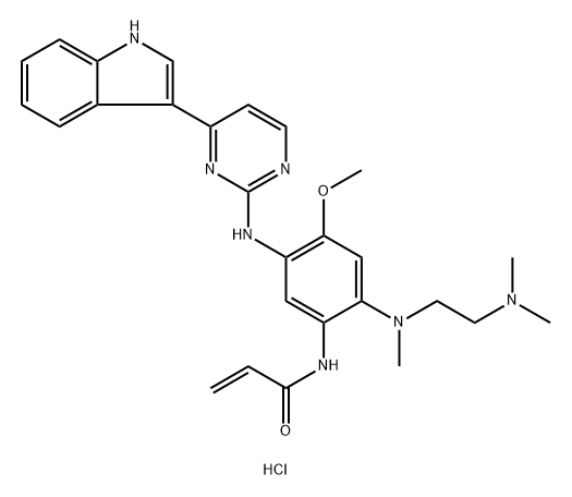 N-(5-((4-(1H-indol-3-yl)pyrimidin-2-yl)amino)-2-((2-(dimethylamino)ethyl)(methyl)amino)-4-methoxyphenyl)acrylamide hydrochloride Structure