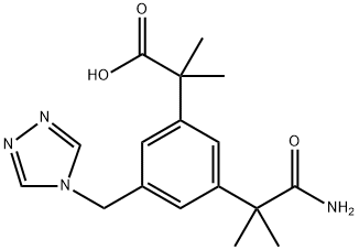 Benzeneacetic acid, 3-(2-amino-1,1-dimethyl-2-oxoethyl)-α,α-dimethyl-5-(4H-1,2,4-triazol-4-ylmethyl)- Structure