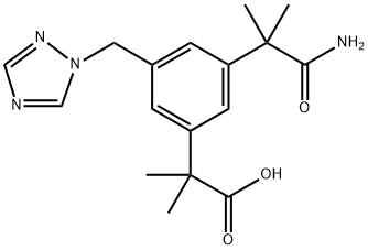 Benzeneacetic acid, 3-(2-amino-1,1-dimethyl-2-oxoethyl)-α,α-dimethyl-5-(1H-1,2,4-triazol-1-ylmethyl)- 구조식 이미지