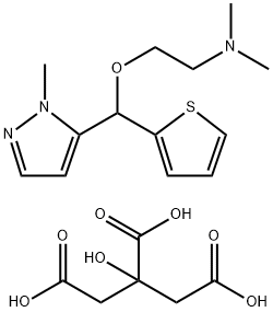 Ethanamine, N,N-dimethyl-2-[(1-methyl-1H-pyrazol-5-yl)-2-thienylmethoxy]-, (-)-, 2-hydroxy-1,2,3-propanetricarboxylate (1:1) Structure