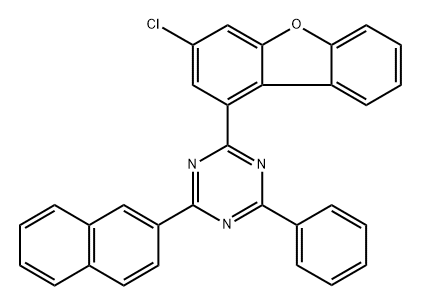 1,3,5-Triazine, 2-(3-chloro-1-dibenzofuranyl)-4-(2-naphthalenyl)-6-phenyl- 구조식 이미지