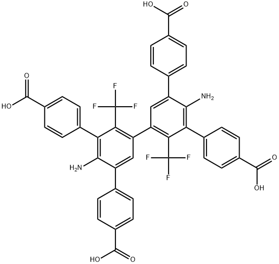 4'',6'-diamino-5',5''-bis(4-carboxyphenyl)-2',2''-bis(trifluoromethyl)-[1,1':3',1'':3'',1'''-quaterphenyl]-4,4'''-dicarboxylic acid Structure