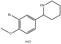 2-(3-bromo-4-methoxyphenyl)piperidine hydrogen chloride Structure