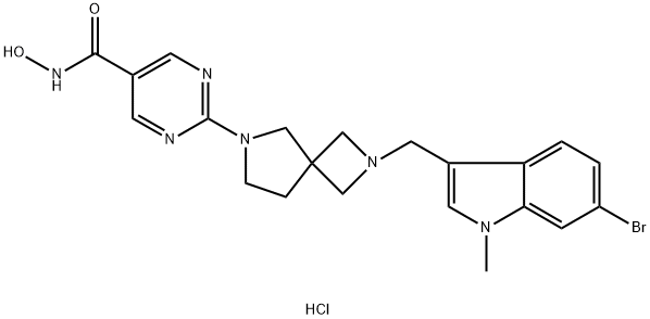 5-Pyrimidinecarboxamide, 2-[2-[(6-bromo-1-methyl-1H-indol-3-yl)methyl]-2,6-diazaspiro[3.4]oct-6-yl]-N-hydroxy-, hydrochloride (1:1) Structure