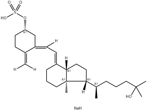 1H-Indene-1-pentanol, octahydro-α,α,ε,7a-tetramethyl-4-[(2Z)-2-[(5S)-2-(methylene-d2)-5-(sulfooxy)cyclohexylidene]ethylidene-2-d]-, sodium salt (1:1), (εR,1R,3aS,4E,7aR)- Structure