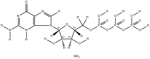 Guanosine-N,N,1,8-d4-1',2',3',4',5',5'-C-d6-2',3'-O-d2 5'-(tetrahydrogen-P,P',P'',P''-d4 triphosphate), ammonium-d3 salt (1:4) 구조식 이미지