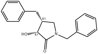 (3R,4R)-3-Hydroxy-1,4-bis(phenylmethyl)-2-pyrrolidinone Structure