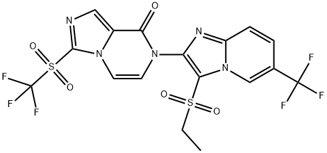 7-3-(Ethylsulfonyl)-6-(trifluoromethyl)imidazo1,2-apyridin-2-yl-3-(trifluoromethyl)sulfonylimidazo1,5-apyrazin-8(7H)-one Structure