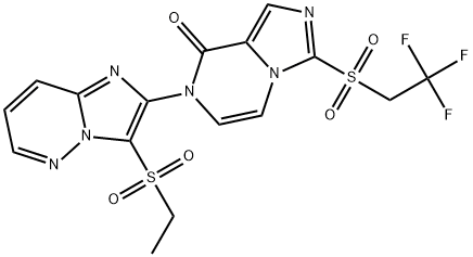 7-3-(Ethylsulfonyl)imidazo1,2-bpyridazin-2-yl-3-(2,2,2-trifluoroethyl)sulfonylimidazo1,5-apyrazin-8(7H)-one Structure