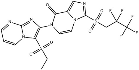 7-3-(Ethylsulfonyl)imidazo1,2-apyrimidin-2-yl-3-(2,2,3,3,3-pentafluoropropyl)sulfonylimidazo1,5-apyrazin-8(7H)-one Structure