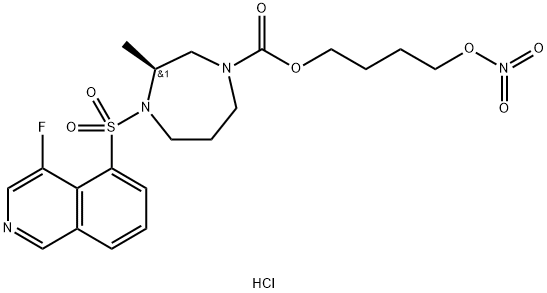 1H-1,4-Diazepine-1-carboxylic acid, 4-[(4-fluoro-5-isoquinolinyl)sulfonyl]hexahydro-3-methyl-, 4-(nitrooxy)butyl ester, hydrochloride (1:1), (3S)- Structure