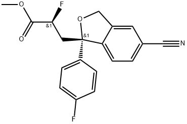 1-Isobenzofuranpropanoicacid,5-cyano-α-fluoro-1-(4-fluorophenyl)-1,3-dihydro-,methylester,(αS,1S)- Structure