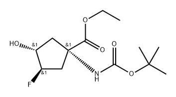 Cyclopentanecarboxylic acid, 1-[[(1,1-dimethylethoxy)carbonyl]amino]-3,4-difluoro-, ethyl ester, (3R,4S)-rel- Structure