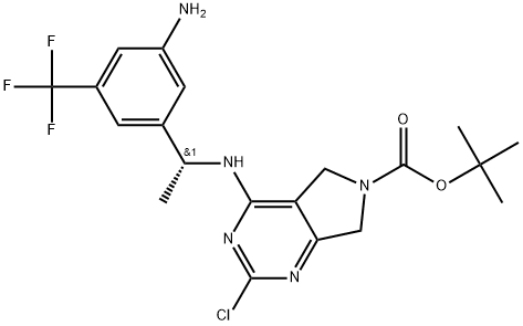 1,1-Dimethylethyl 4-[[(1R)-1-[3-amino-5-(trifluoromethyl)phenyl]ethyl]amino]-2-chloro-5,7-dihydro-6H-pyrrolo[3,4-d]pyrimidine-6-carboxylate Structure