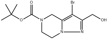 3-Bromo-2-hydroxymethyl-6,7-dihydro-4H-pyrazolo[1,5-a]pyrazine-5-carboxylic acid tert-butyl ester Structure