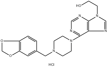 2-(6-(4-(Benzo[d][1,3]dioxol-5-ylmethyl)piperazin-1-yl)-9H-purin-9-yl)ethanol dihydrochloride Structure