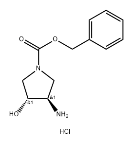 trans-3-Amino-4-hydroxy-pyrrolidine-1-carboxylic acid benzyl ester hydrochloride 구조식 이미지