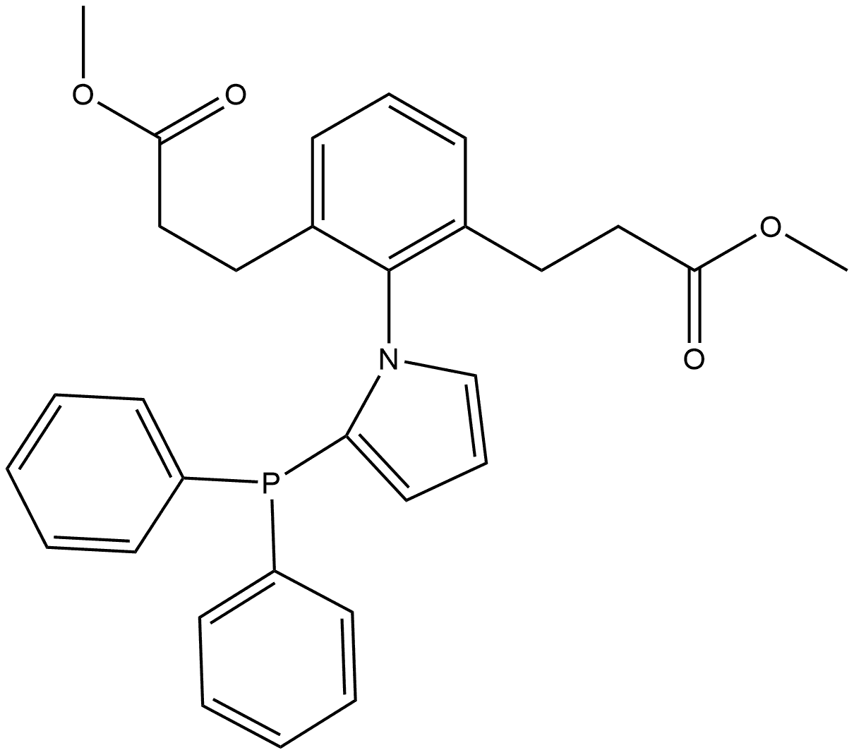 dimethyl 3,3'-(2-(2-(diphenylphosphanyl)-1H-pyrrol-1-yl)-1,3-phenylene)dipropionate 구조식 이미지