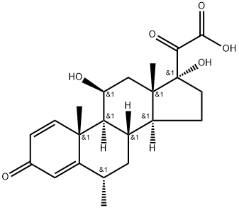 Pregna-1,4-dien-21-oic acid, 11,17-dihydroxy-6-methyl-3,20-dioxo-, (6α,11β)- (9CI) Structure