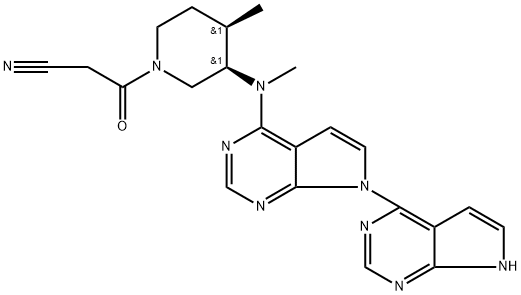 3-((3R,4R)-3-(7H-[4,7'-bipyrrolo[2,3-d]pyrimidin]-4'-yl(methyl) amino)-4-methylpiperidin-1-yl)-3-oxopropanenitrile		 Structure