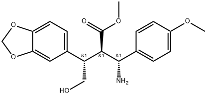 1,3-Benzodioxole-5-propanoic acid, α-[(R)-amino(4-methoxyphenyl)methyl]-β-(hydroxymethyl)-, methyl ester, (αR,βS)- Structure