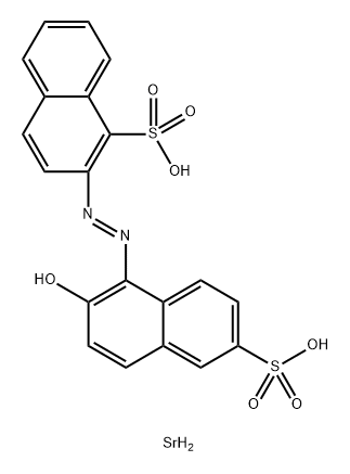 1-Naphthalenesulfonic acid, 2-[2-(2-hydroxy-6-sulfo-1-naphthalenyl)diazenyl]-, strontium salt (1:1) Structure