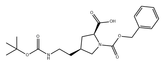 (2S,4S)-1-((benzyloxy)carbonyl)-4-(2-((tert-butoxycarbonyl)amino)ethyl)pyrrolidine-2-carboxylic acid Structure