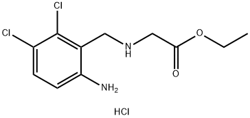 Glycine, N-[(6-amino-2,3-dichlorophenyl)methyl]-, ethyl ester, hydrochloride (1:1) Structure