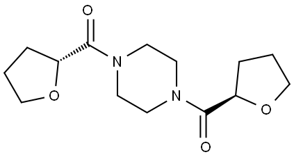 rac-piperazine-1,4-diylbis(((R)-tetrahydrofuran-2-yl)methanone) Structure