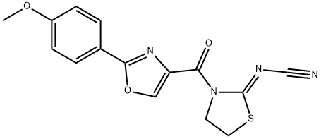 Cyanamide, N-[3-[[2-(4-methoxyphenyl)-4-oxazolyl]carbonyl]-2-thiazolidinylidene]-, (1Z)- Structure