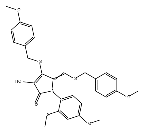 1-(2,4-dimethoxyphenyl)-3-hydroxy-4-((4-methoxybenzyl)thio)-5-(((4-methoxybenzyl)thio)methylene)-1,5-dihydro-2H-pyrrol-2-one Structure