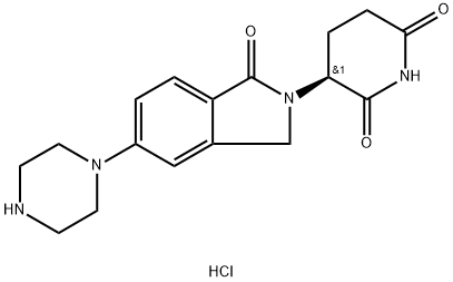 (S)-3-(1-Oxo-5-(piperazin-1-yl)isoindolin-2-yl)piperidine-2,6-dione hydrochloride Structure