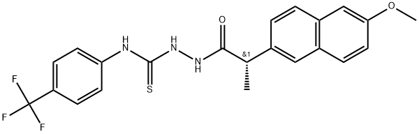 2-Naphthaleneacetic acid, 6-methoxy-α-methyl-, 2-[thioxo[[4-(trifluoromethyl)phenyl]amino]methyl]hydrazide, (αS)- Structure