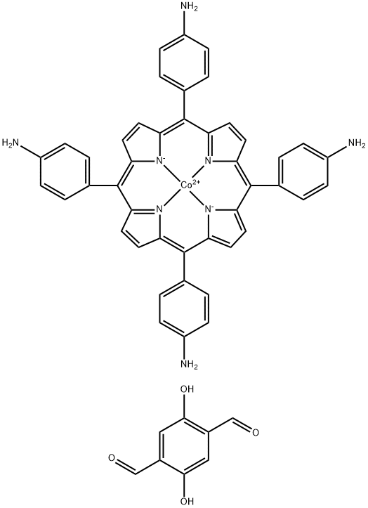 Cobalt, [[4,4',4'',4'''-(21H,23H-porphine-5,10,15,20-tetrayl-κN21,κN22,κN23,κN24)tetrakis[benzenaminato]](2-)]-, (SP-4-1)-, polymer with 2,5-dihydroxy-1,4-benzenedicarboxaldehyde 구조식 이미지