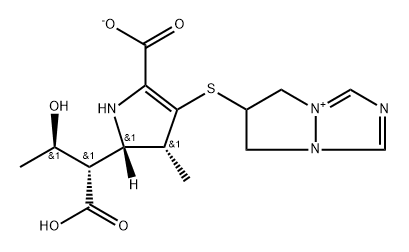 5H-Pyrazolo[1,2-a][1,2,4]triazol-4-ium, 6-[[(4R,5S)-2-carboxy-5-[(1S,2R)-1-carboxy-2-hydroxypropyl]-4,5-dihydro-4-methyl-1H-pyrrol-3-yl]thio]-6,7-dihydro-, inner salt Structure