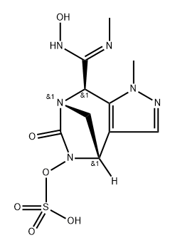 (4S,7S,8R)-8-((Z)-N'-hydroxy-N-methylcarbamimidoyl)-1-methyl-6-oxo-4,8-dihydro-1H-4,7-methanopyrazolo[3,4-e][1,3]diazepin-5(6H)-yl hydrogen sulfate 구조식 이미지