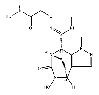 Acetamide, N-hydroxy-2-[[(Z)-[(methylamino) [(4R,7R,8S)-4,5,6,8-tetrahydro-5-hydroxy-1- methyl-6-oxo-1H-4,7-methanopyrazolo[3,4-e] [1,3]diazepin-8-yl]methylene]amino]oxy]-, rel Structure