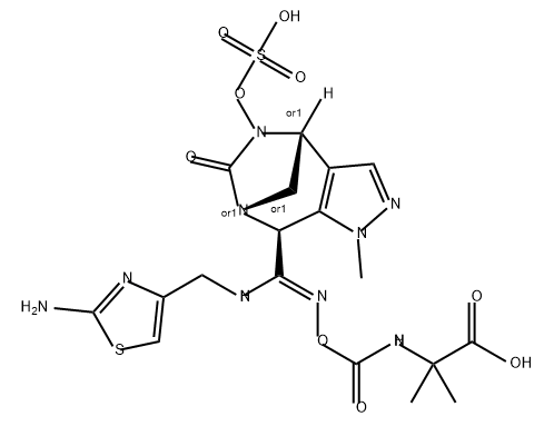 5-Oxa-3,6,8-triazanon-6-enoic acid, 9-(2- amino-4-thiazolyl)-2,2-dimethyl-4-oxo-7-[(4R, 7R,8S)-4,5,6,8-tetrahydro-1-methyl-6-oxo-5- (sulfooxy)-1H-4,7-methanopyrazolo[3,4-e][1, 3]diazepin-8-yl]-, (6Z) 구조식 이미지