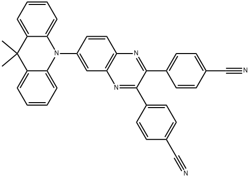 4,4'-(6-(9,9-dimethylacridin-10(9H)-yl)quinoxaline-2,3-diyl)dibenzonitrile Structure