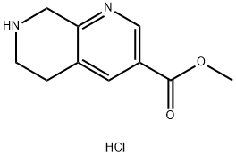1,7-Naphthyridine-3-carboxylic acid, 5,6,7,8-tetrahydro-, methyl ester, hydrochloride (1:2) Structure