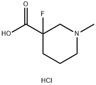 3-Piperidinecarboxylic acid, 3-fluoro-1-methyl-, hydrochloride (1:1) Structure