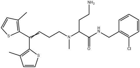 Butanamide, 4-amino-2-[[4,4-bis(3-methyl-2-thienyl)-3-buten-1-yl]methylamino]-N-[(2-chlorophenyl)methyl]- Structure