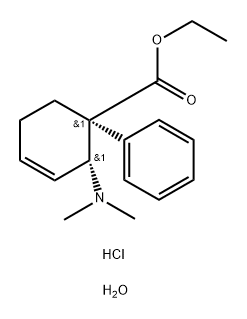 Ethyl-trans-2-dimethylamino-1-phenylcyclohex-3-ene-1-carboxylate hydrochloride hemihydrate Structure