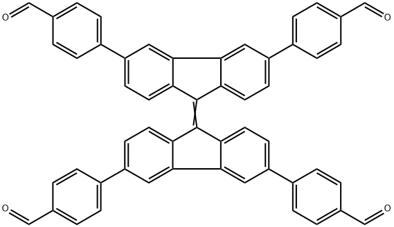 4,4',4'',4'''-([9,9'-bifluorenylidene]-3,3',6,6'-tetrayl)tetrabenzaldehyde Structure